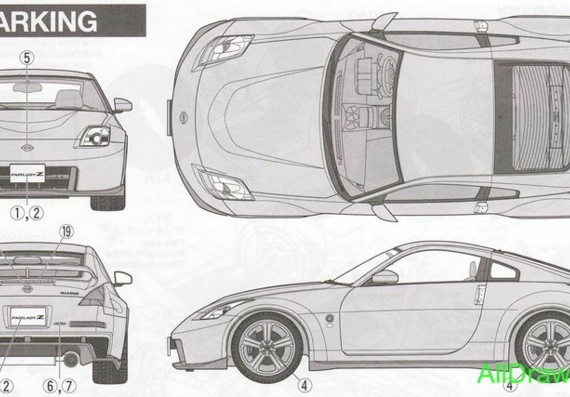 Nissan Fairlady Z version Nismo 2007 (Nissan Fairledu Z version Nismo 2007) - drawings (drawings) of the car